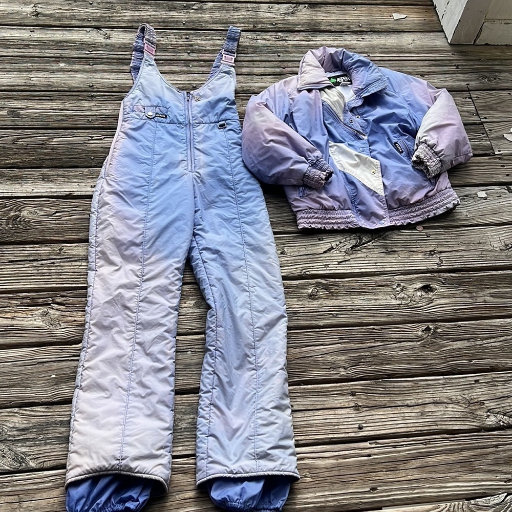 Vintage ASPEN Purple and White snow suit and jacket set size S-M